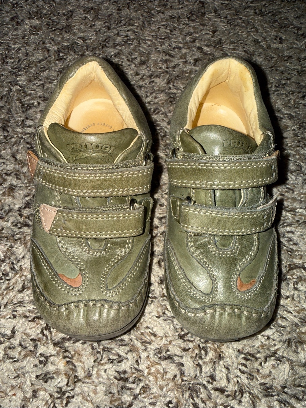 Primigi Olive Green and Brown Leather Baby Walker Shoes